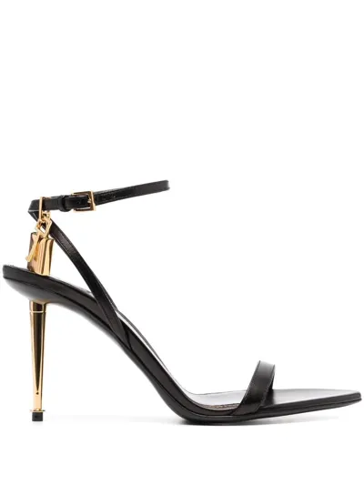 Tom Ford Shiny Kid Pointy Naked Sandal In Black