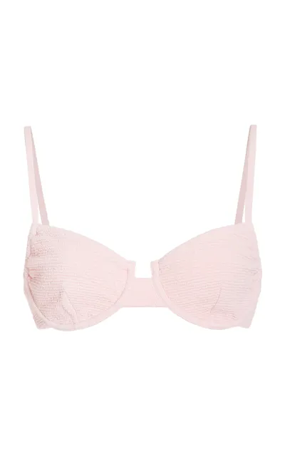 Elce Mae Textured Bustier Bikini Top In Pink