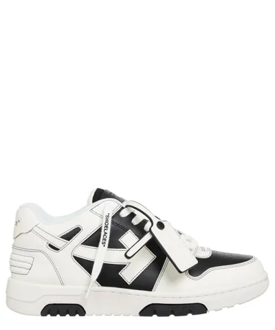 Pre-owned Off-white Sneaker Herren Out Of Office Omia189s24lea0041001 Black - White Leder In Schwarz