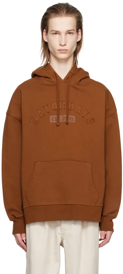 Saturdays Surf Nyc Orange Warren Varsity Hoodie In Tortoise Shell