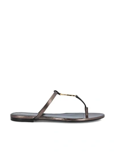 Saint Laurent Sandals In Metal Walnut