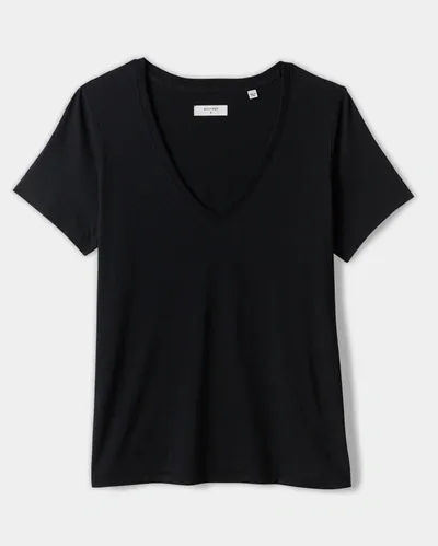 Reid Pima Cotton V-neck Tee In Black