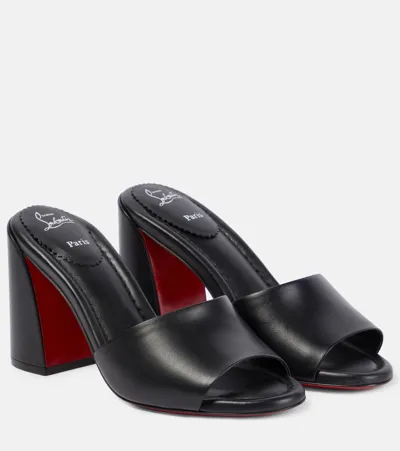 Christian Louboutin Jane Leather Mules In Black/lin Black