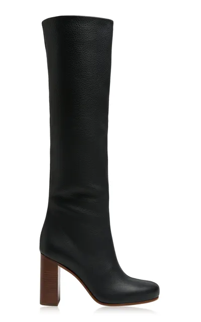 Khaite Willow Knee-high Leather Boots In Black