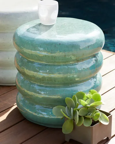 Emissary Trading Torus 18" Stool In Jade Glaze