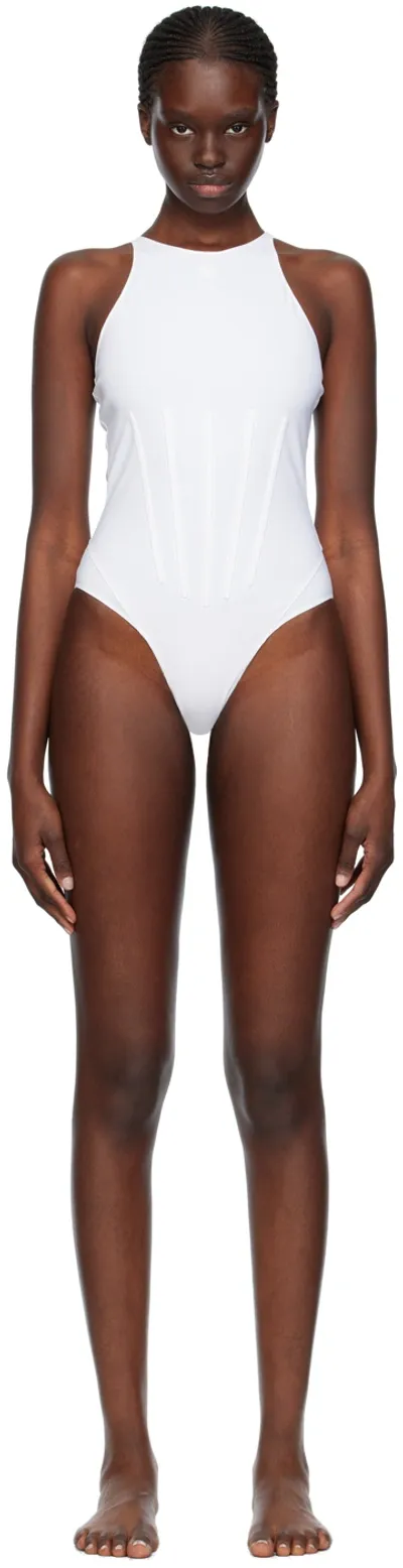 Mugler White Bonded Swimsuit