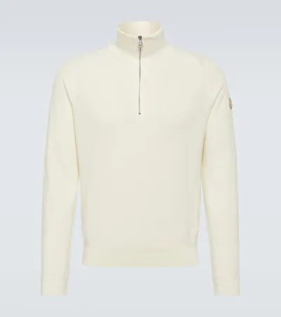 Moncler Cotton And Cashmere Turtleneck Sweater In White