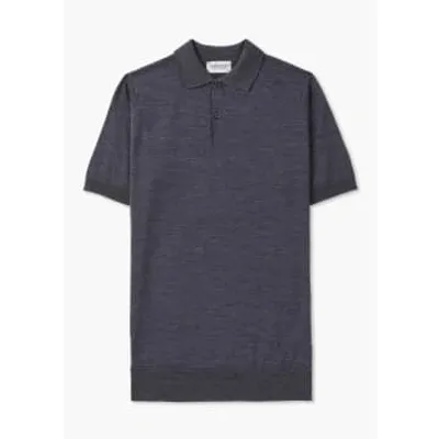 John Smedley Mens Payton Merino Wool Polo Shirt In Charcoal In Grey Fabric