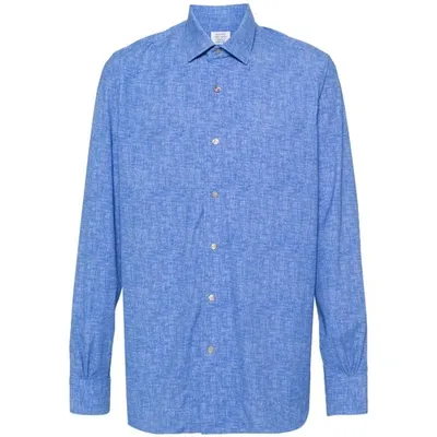 Mazzarelli Freetime Stretch-jersey Shirt In Blue