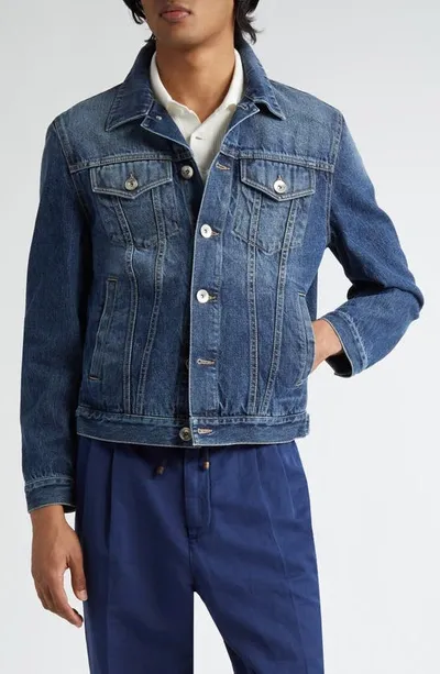 Brunello Cucinelli Denim Trucker Jacket In Dark Denim