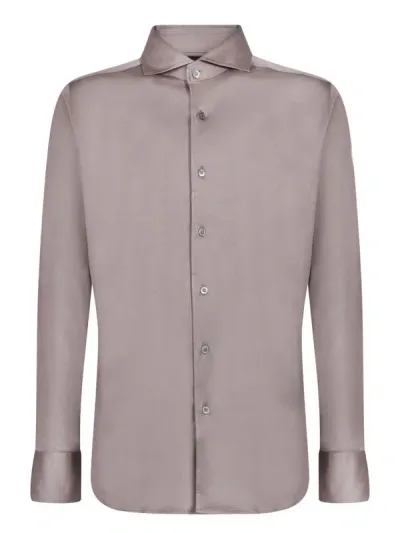 Canali Cotton Mastic Shirt In Grey