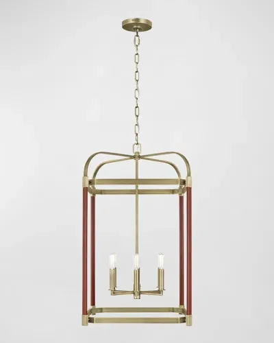 Visual Comfort Studio Hadley Large Lantern By Lauren Ralph Lauren In Worn Brass