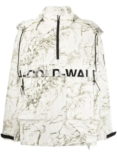 A-cold-wall* Marble-print Zip-up Jacket In Neutrals