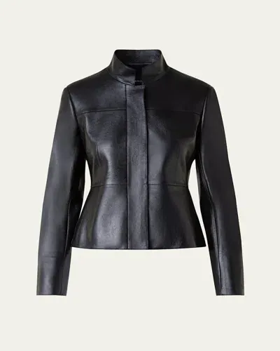 Akris Tino Lacquered Leather Jacket In Black