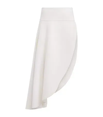 Alaïa Asymmetric Midi Skirt In White