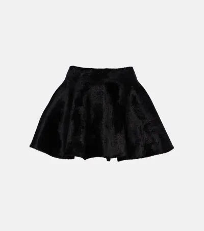 Alaïa Flared Wool-blend Miniskirt In Black