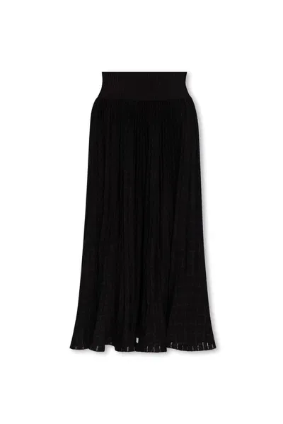 Alaïa Pleated Midi Skirt In Black