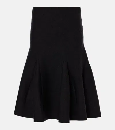 Alaïa Wool-blend Midi Skirt In Grey