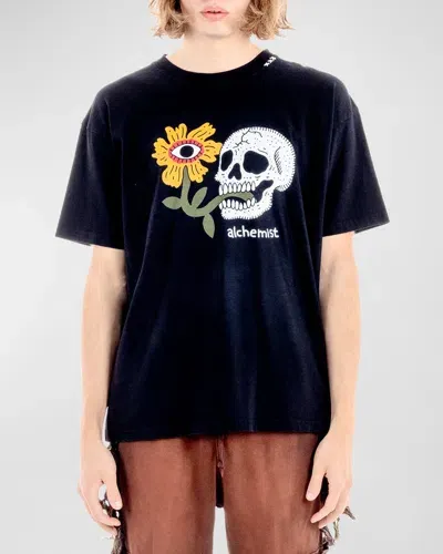 Alchemist Men's Floral Skull T-shirt In Black