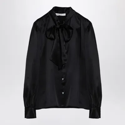 Alessandra Rich Black Silk Shirt With Bow