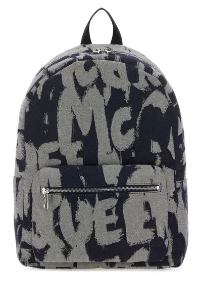 Alexander Mcqueen Logo Printed Ziiped Backpack In Multicolor