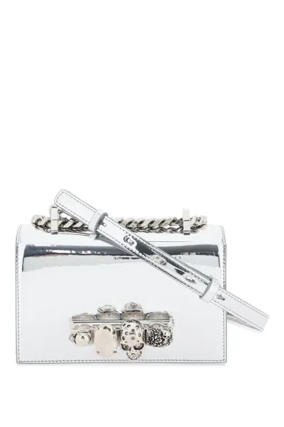 Alexander Mcqueen Mini Jewelled Satchel Bag In Metallic