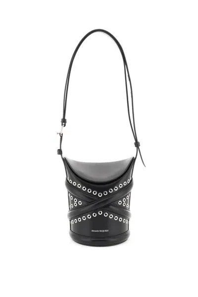 Alexander Mcqueen The Curve Small Bucket Bag In Black