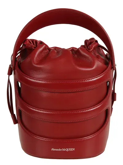 Alexander Mcqueen The Rise Bucket Bag In Dark Red