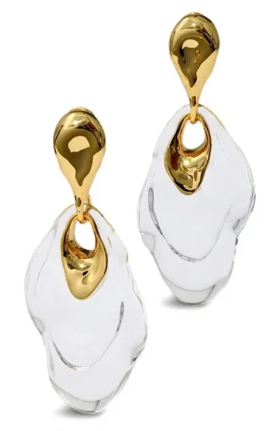 Alexis Bittar Liquid Lucite Ripple Statement Earrings In 14k Gold Plated