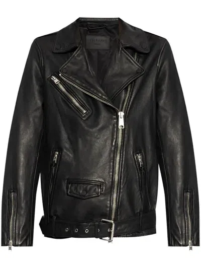 Allsaints Billie Leather Biker Jacket In Black