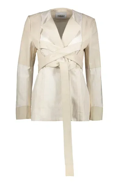 Ambush Cotton And Linen Blazer In Ivory