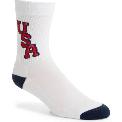 American Trench 1968 Usa Crew Socks In White/red