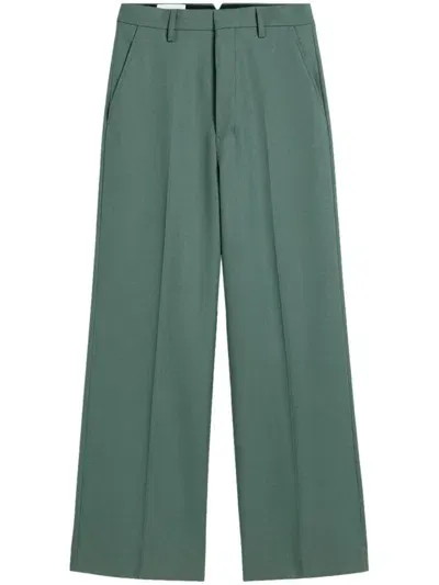 Ami Alexandre Mattiussi Large-fit Wool Trousers In Green