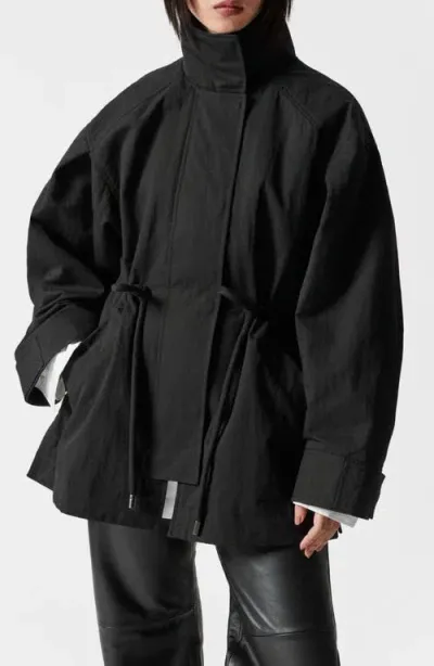 & Other Stories Cotton Blend Jacket In Black Dark