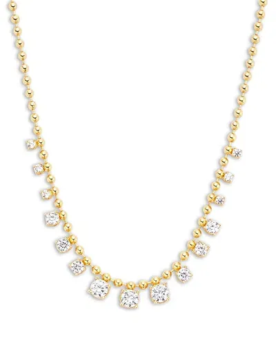 Aqua Cubic Zirconia Beaded Statement Necklace In 14k Gold Plated, 16-18 - Exclusive