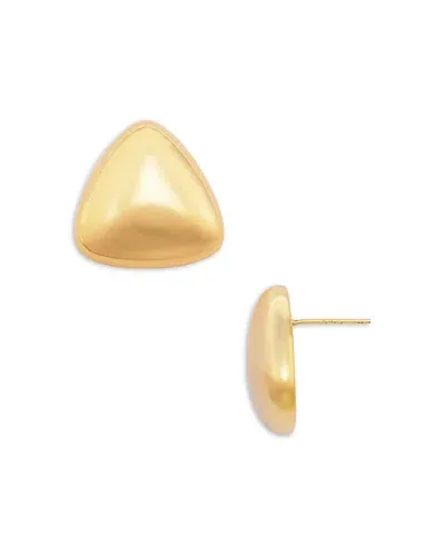 Aqua Puffy Triangle Stud Earrings In 14k Gold Plated - Exclusive