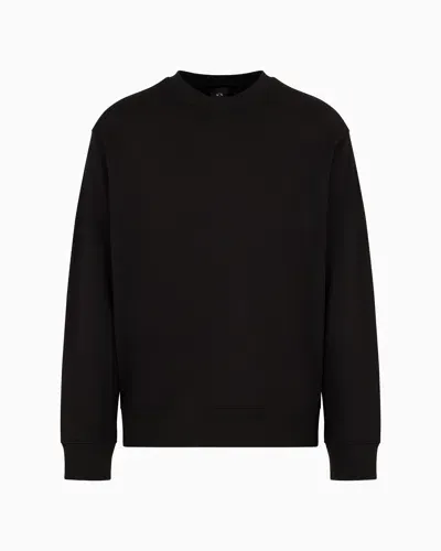 Armani Exchange Crewneck Sweatshirt With Maxi Print On The Back In Asv Cotton In Black