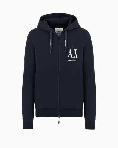 Armani Exchange Stretch Fabric Zip-up Sweatshirt In Blue