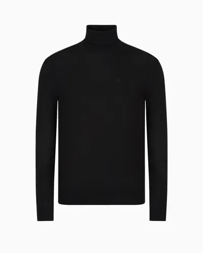 Armani Exchange Virgin Wool Turtleneck Sweater In Black