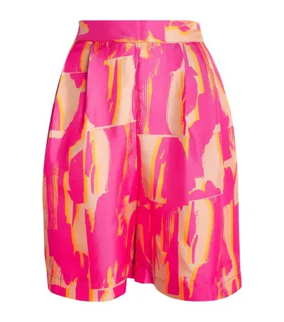 Asceno Silk Carros Pyjama Shorts In Pink