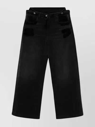 Attico High Waist Wide-leg Denim Jeans In Black