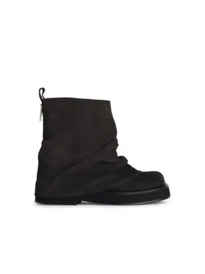 Attico Robin Grey Suede Ankle Boots In Black