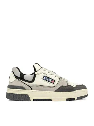 Autry Grey Low Top Sneakers With Logo Patch In Leather And Suede Man In Black