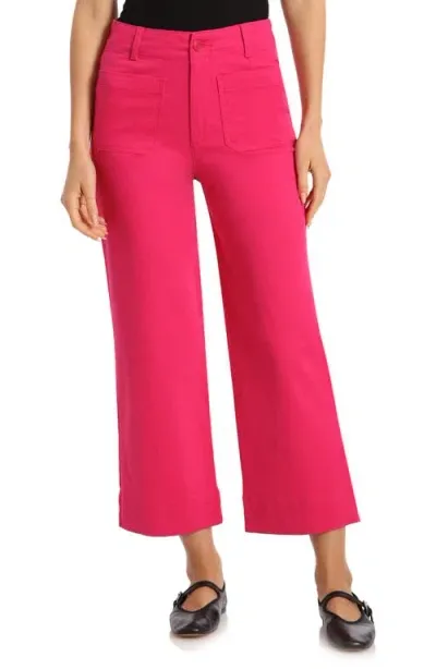 Bagatelle High Rise Patch Pockets Crop Pants In Pink Peacock