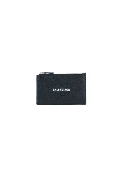 Balenciaga Logo Card Holder In Nero