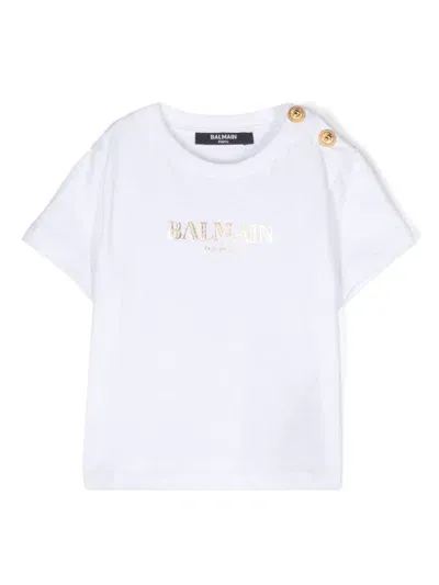 Balmain Babies' Logo-print T-shirt In White