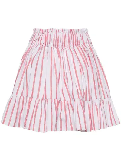 Bambah Red Striped Mini Skirt In White