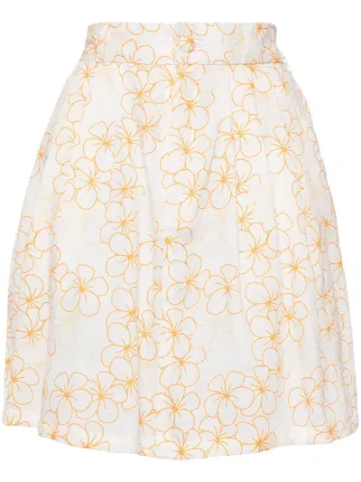 Bambah Yellow Daisy Mini Skirt In White