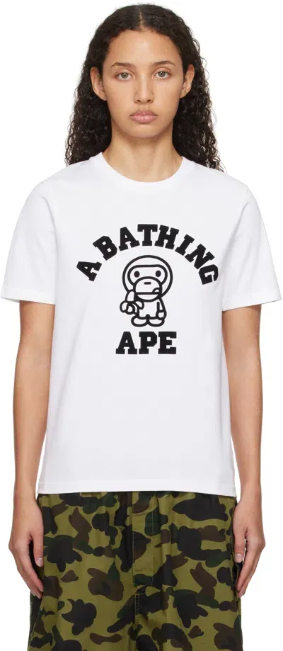 Bape White Baby Milo College T-shirt