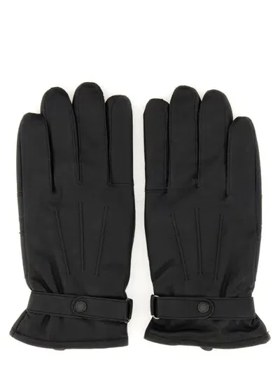 Barbour Leather Gloves In Black